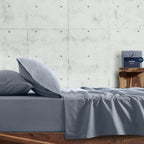 Σετ Σεντόνια με Λάστιχο Cannon Stonewashed 160X200+35 Blue